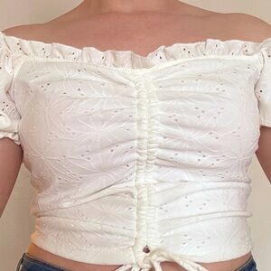 White Eyelet Puff Sleeve Top